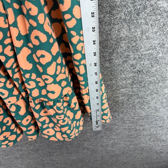 Skue Dress Women L Large Green Animal Print Sheath Midi V-Neck Belted Casual - Picture 4 of 7